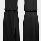 Dianne Vestido Sin Mangas con Abertura Lateral y Silueta Holgada