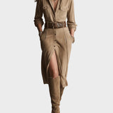 Vestido midi de ante marrón Eloísa, vista posterior
