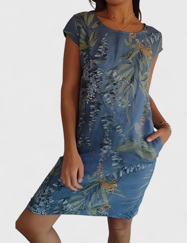 Tereza Vestido Cómodo de Cuello Redondo