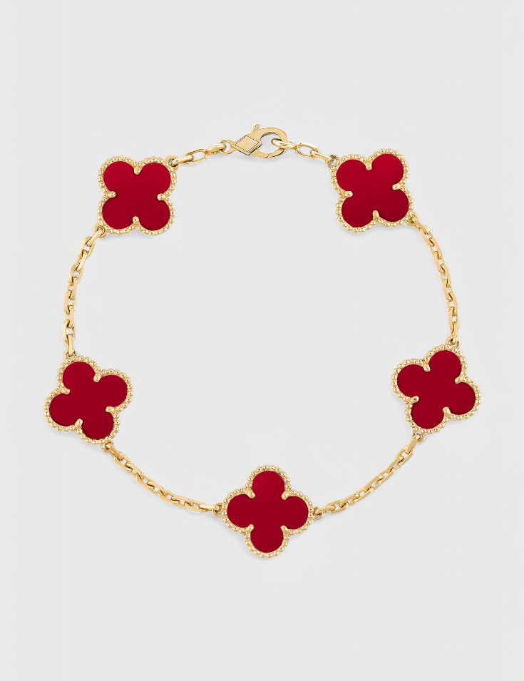 Pulsera con Motivo de Trébol y Elegancia Baño de Oro
