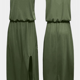 Dianne Vestido Sin Mangas con Abertura Lateral y Silueta Holgada