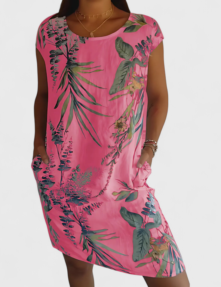 Tereza Vestido Cómodo de Cuello Redondo