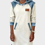 Vestido sudadera con capucha de efecto vaquero Azahara, detalle 4