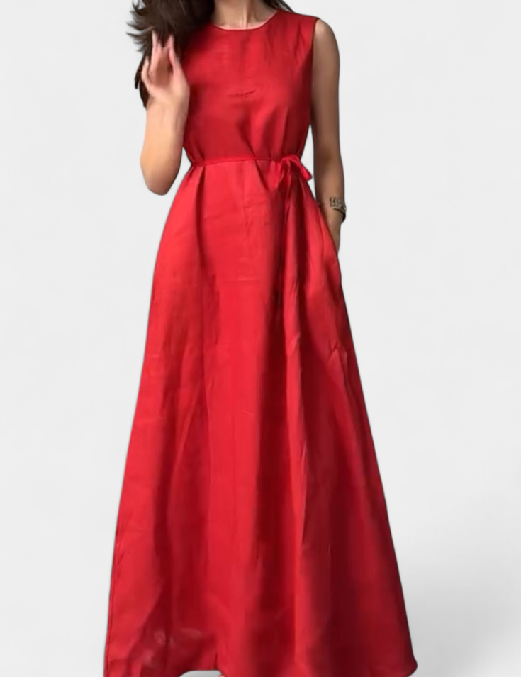 Rosetta Vestido Suave sin Mangas con Lazo Ajustable