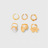 Anillo Abierto en Forma de Flor Líquida de Perla