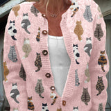 Charlotte | Chaqueta de punto con estampado de gatos