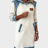 Vestido sudadera con capucha de efecto vaquero Azahara, detalle 5