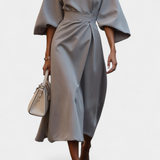 Micaela Vestido Midi de Manga Lantern