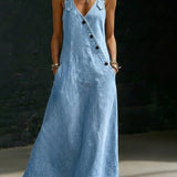 Vestido largo vaquero con botones Vera, vista frontal