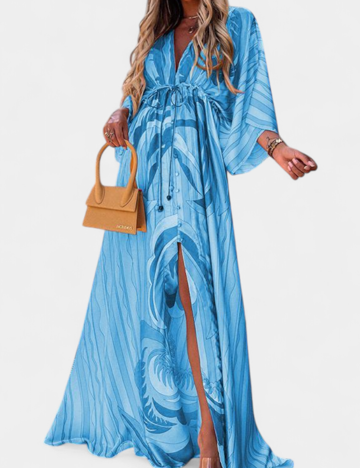 Joelle Vestido Suave Arcoíris con Manga Murciélago