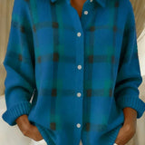 Kelsey | Chaqueta de punto a cuadros cepillada