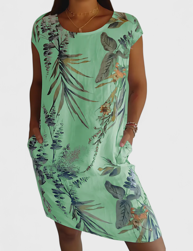 Tereza Vestido Cómodo de Cuello Redondo