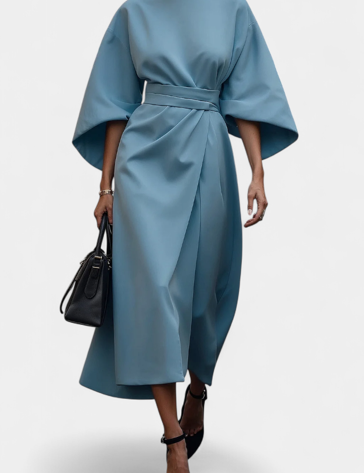 Micaela Vestido Midi de Manga Lantern