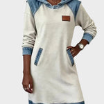Vestido sudadera con capucha de efecto vaquero Azahara, vista posterior