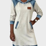 Vestido sudadera con capucha de efecto vaquero Azahara, vista posterior