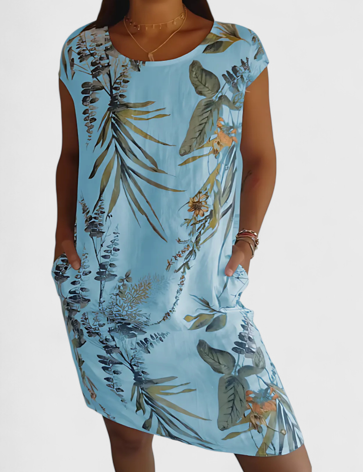 Tereza Vestido Cómodo de Cuello Redondo