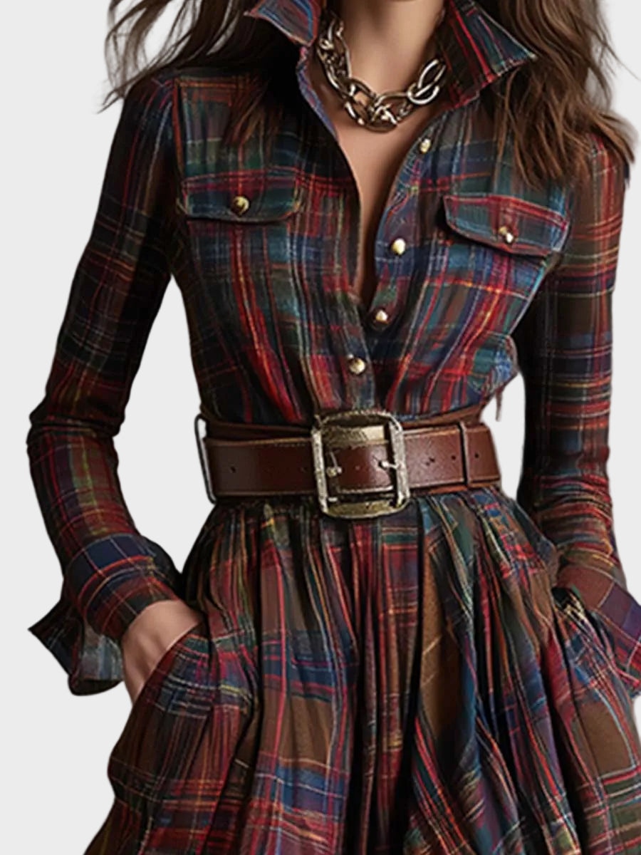 Vestido camisero elegante y clásico Elba, detalle 4