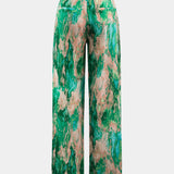 Inna Pantalones Rectos de Cintura Alta con Estampado de Mármol