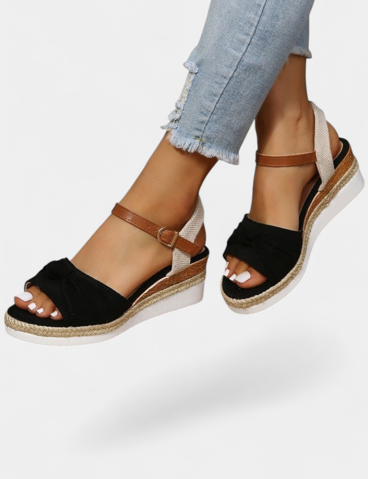 Loura Sandalias de Lona con Lazada y Plataforma Casual