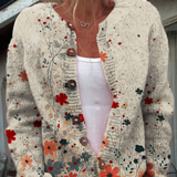 Sabrina | Chaqueta de punto color crema con flores silvestres