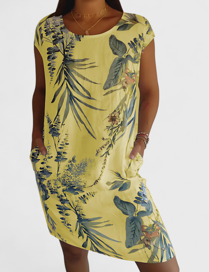 Tereza Vestido Cómodo de Cuello Redondo