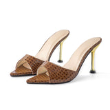 Sandalias de tacón alto con punta abierta y sin correa en el tobillo