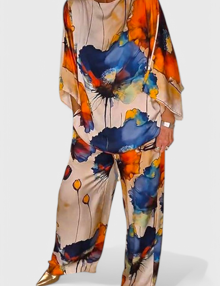 Karoline Conjunto Floral de Dos Piezas con Ajuste Relajado