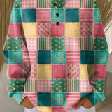 Nora | Suéter de Patchwork en Rosa y Turquesa