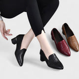 Ângela - Zapatos de tacón de piel vegana suave bordados