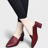 Ângela - Zapatos de tacón de piel vegana suave bordados
