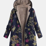 Aurora – Abrigo azul marino con estampado de flores