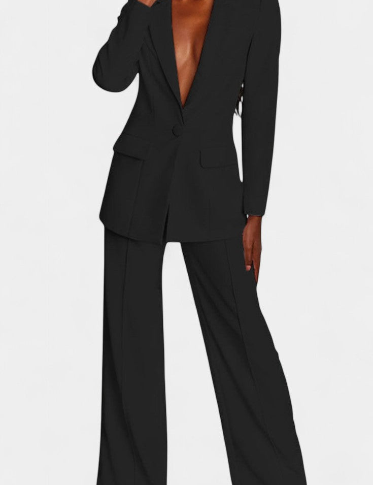 Marnie Conjunto de Blazer a Medida y Pantalones de Pierna Ancha