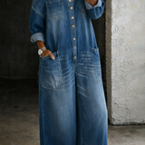 Pantalón vaquero con hombros descubiertos Maura, conjunto completo