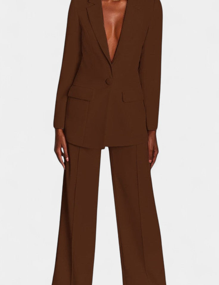 Marnie Conjunto de Blazer a Medida y Pantalones de Pierna Ancha