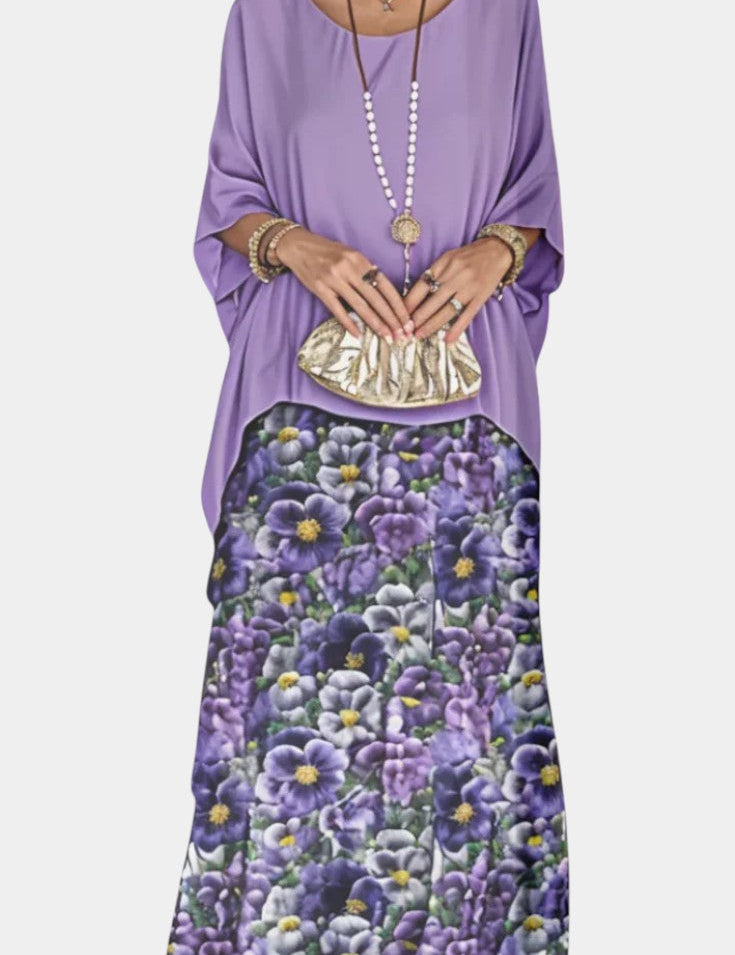 Caroline Vestido Maxi de Batwing con Estampado