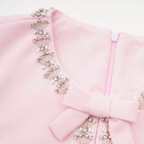 Linda Vestido Midi Acampanado con Lazo de Cristal