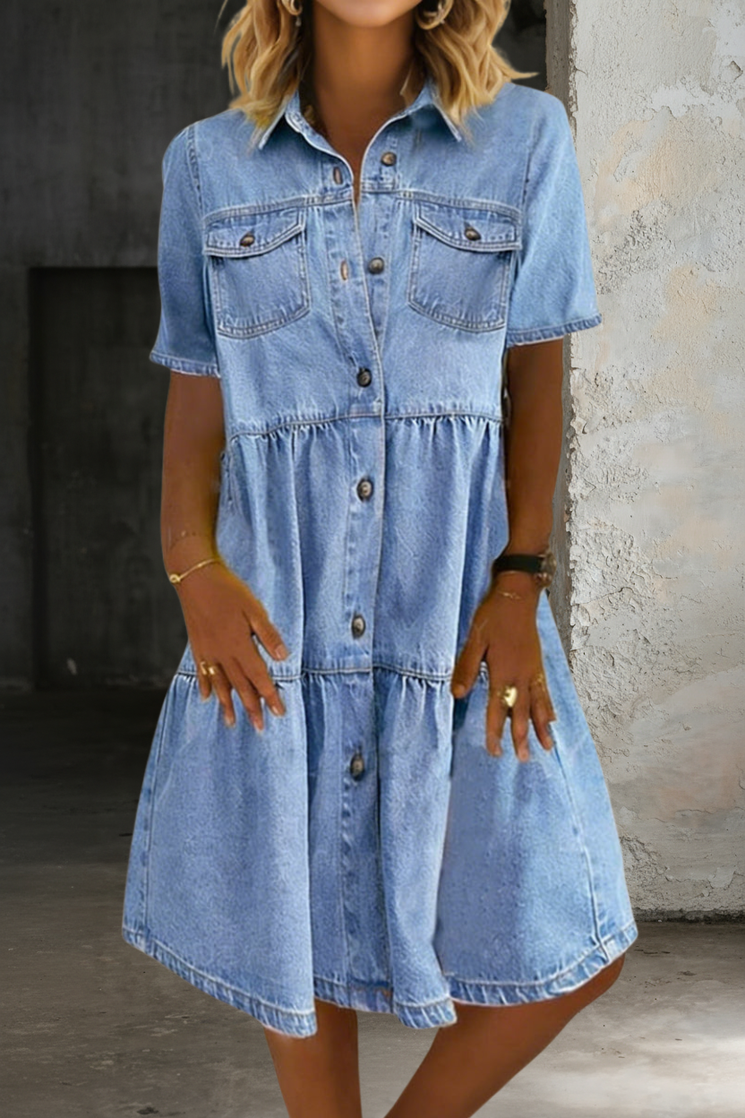 Vestido vaquero casual y elegante Sofía, vista posterior