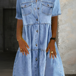 Vestido vaquero casual y elegante Sofía, vista posterior