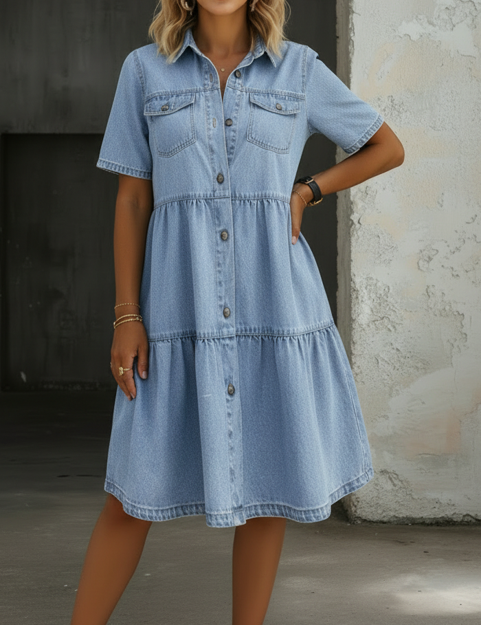 Vestido vaquero casual y elegante Sofía, vista frontal