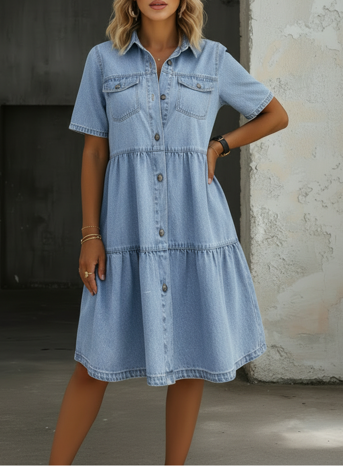 Vestido vaquero casual y elegante Sofía, vista frontal