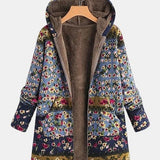 Elena – Sudadera con capucha Boho-Sherpa con estampado de flores