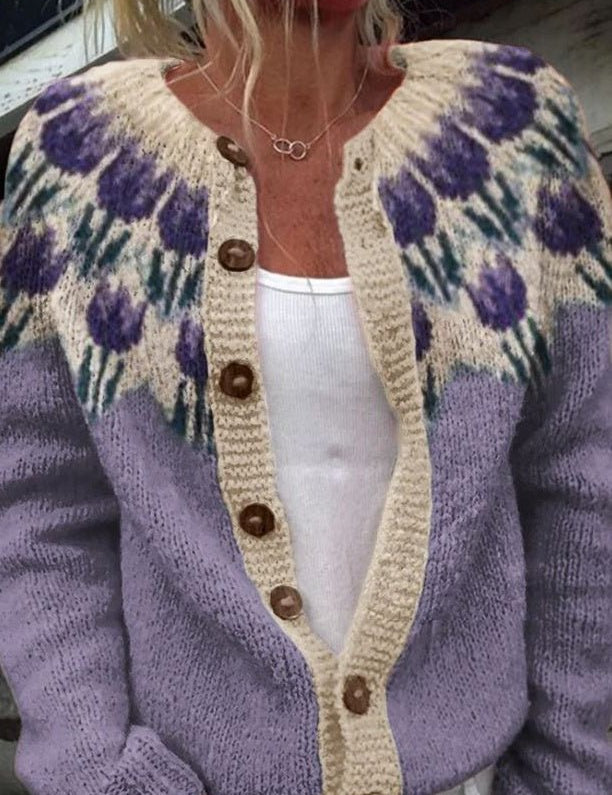 Rosemarie | Chaqueta de punto con patrón de flores en la parte superior