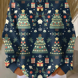 Ida | Suéter Navideño en Azul Oscuro con Pinos