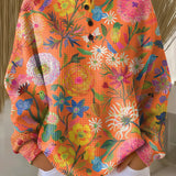 Wiebke | Suéter en Naranja con Flores