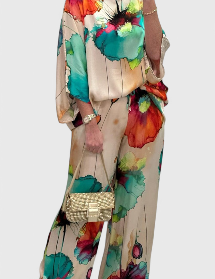 Karoline Conjunto Floral de Dos Piezas con Ajuste Relajado