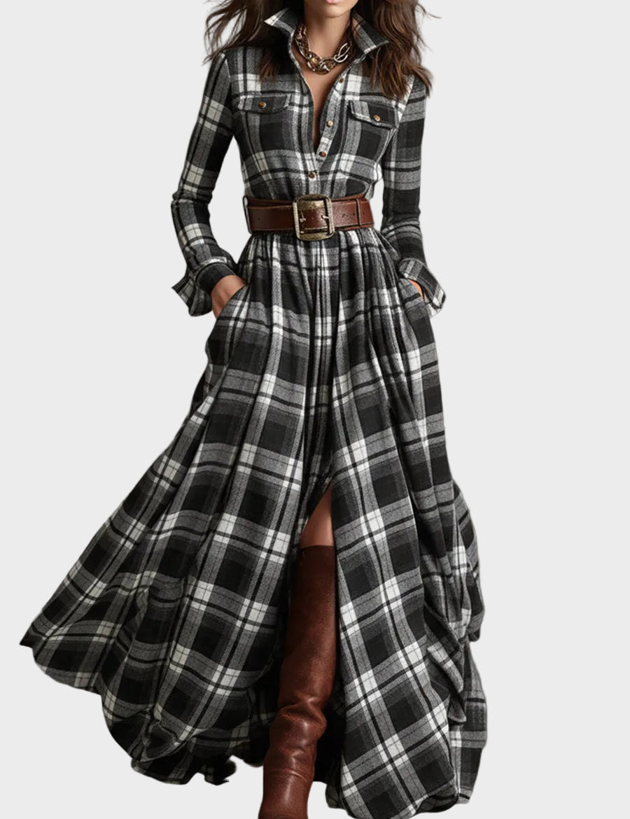 Vestido camisero elegante y clásico Elba, detalle 1