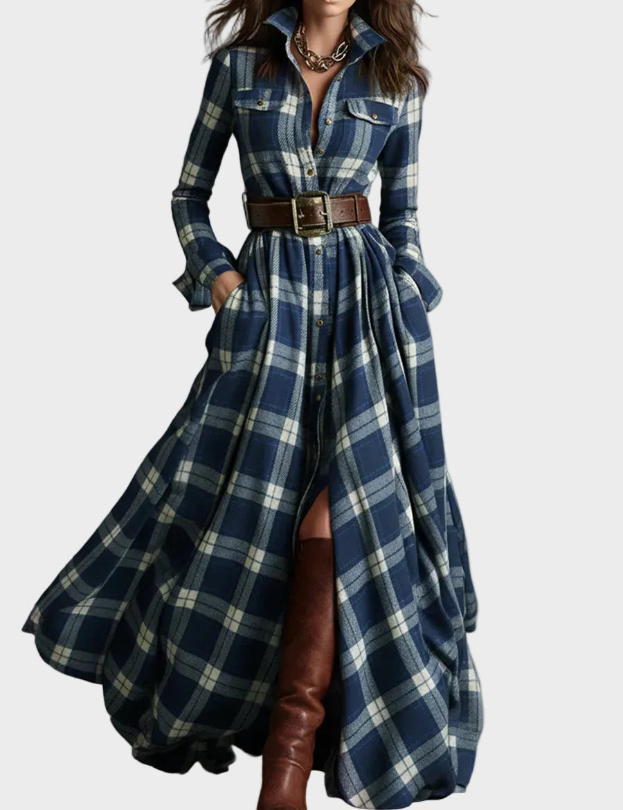Vestido camisero elegante y clásico Elba, conjunto completo