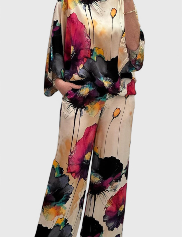 Karoline Conjunto Floral de Dos Piezas con Ajuste Relajado
