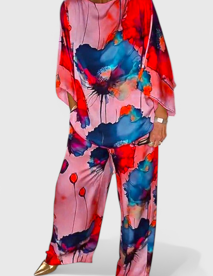 Karoline Conjunto Floral de Dos Piezas con Ajuste Relajado