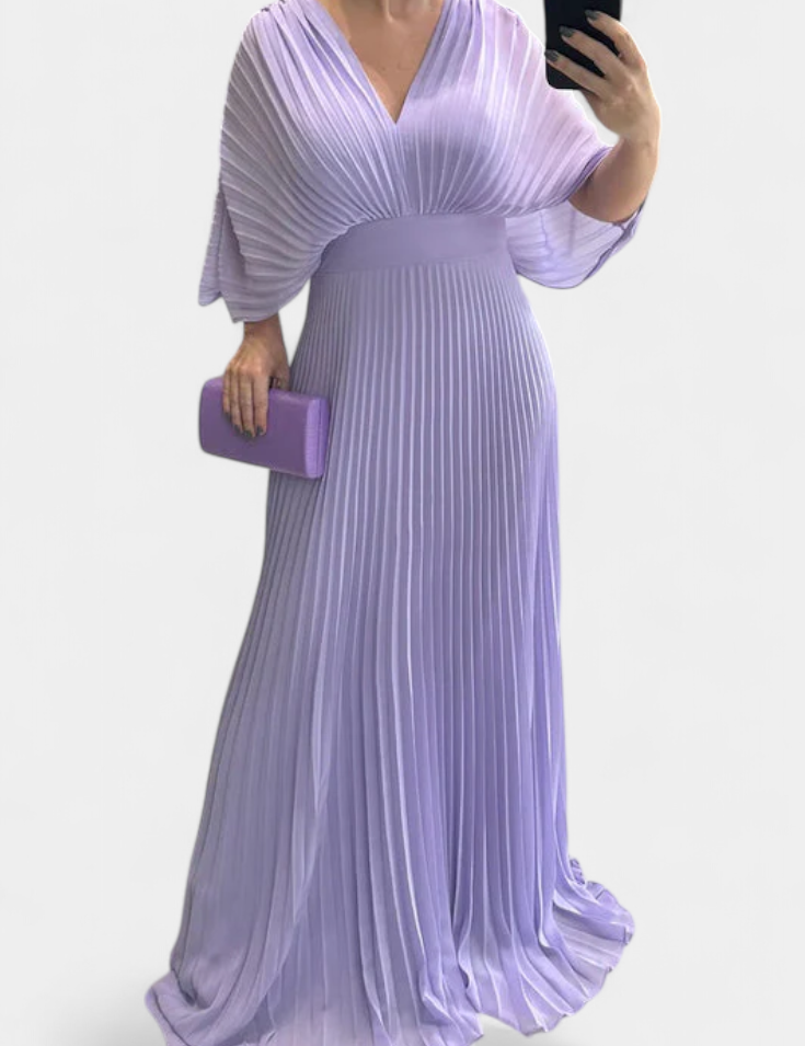 Odele Vestido Plisado Fluido con Espalda Abierta